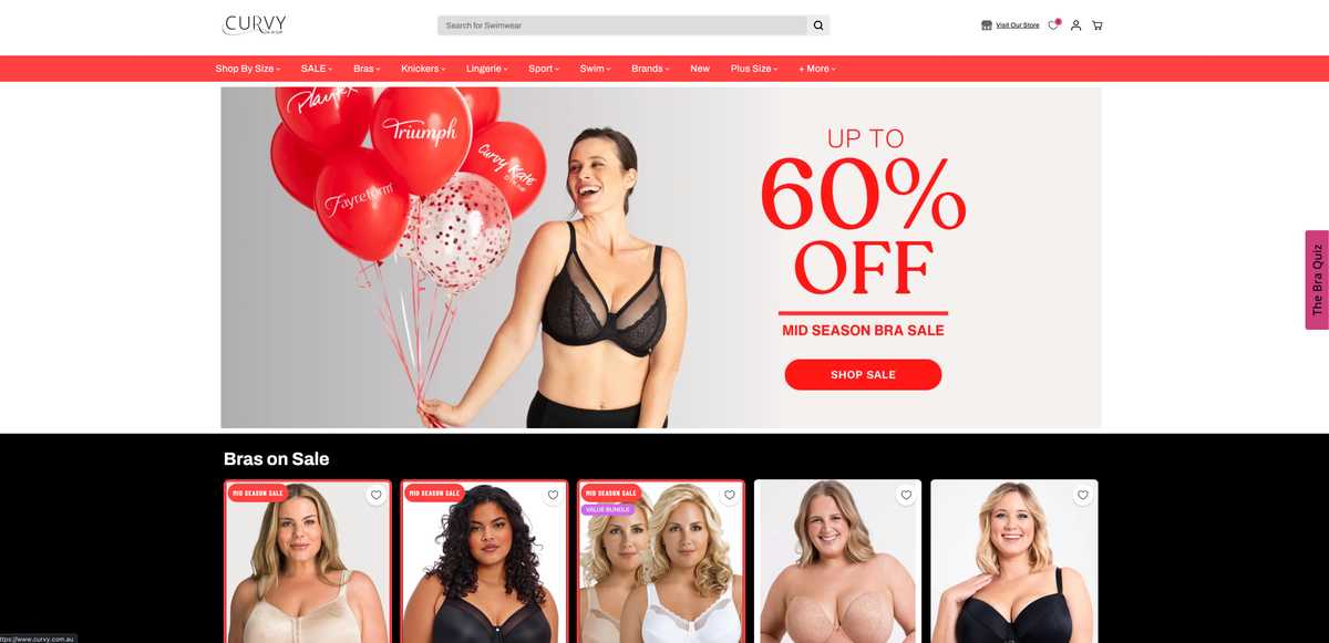 Curvy - Australia, Shopify · Custom Theme Development